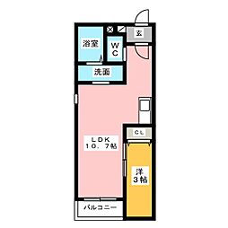 WarrenMaedanishi1 1LDKの間取図画像