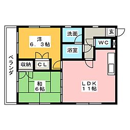 ビレッジコーポ桶光 2LDKの間取図画像
