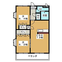 トゥー・ル・モンド 2LDKの間取図画像