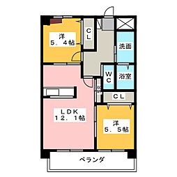 ボン・レポン新家 2LDKの間取図画像