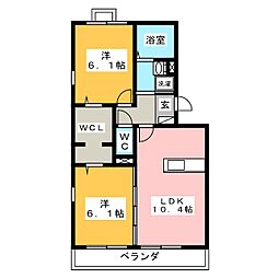 ウィングコート3A棟 2LDKの間取図画像