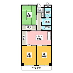 アベニュー上田 3DKの間取図画像