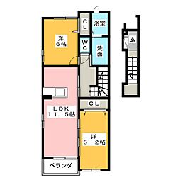 コーラス 2LDKの間取図画像