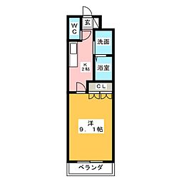 プライムコート 1Kの間取図画像