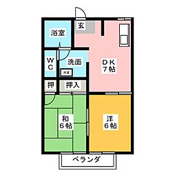 ハウザー児玉 2DKの間取図画像