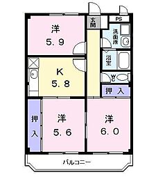 T'sパレス 3DKの間取図画像