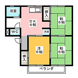 グリーンピア万場B棟 3DKの間取図画像