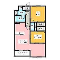 エクスリブリス 2LDKの間取図画像