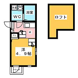 リベルテフルール花池町 1Kの間取図画像
