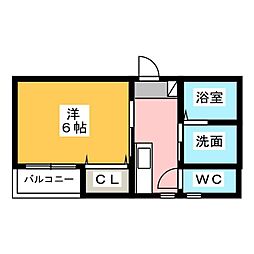 シンフォニア八田 1Kの間取図画像