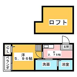 ビルーチェB 1Kの間取図画像