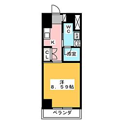フローラ供米田 1Kの間取図画像