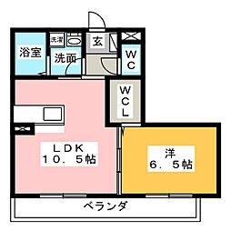 ボヌール 1LDKの間取図画像
