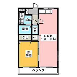 サン・セール 1LDKの間取図画像