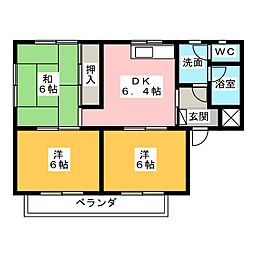 サンハイツ八田 3DKの間取図画像