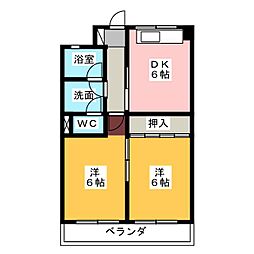 中川ビル 2DKの間取図画像