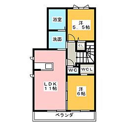ウエストサイドガーデンE 2LDKの間取図画像