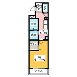 ルミエール新道 1階1Kの間取り