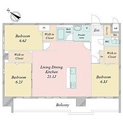 FRENCIA NOIE名駅 10階3LDKの間取り