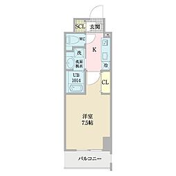 プレイズシード浅間町 10階1Kの間取り