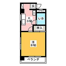 マンションサン菊井 2階1Kの間取り