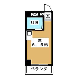 ドミトリー平和 2階ワンルームの間取り