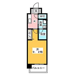 名古屋市営東山線 名古屋駅 徒歩21分の賃貸マンション 6階1Kの間取り