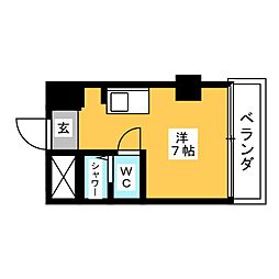 ラ・レジダンス・ド・シャトレーヌ 4階ワンルームの間取り