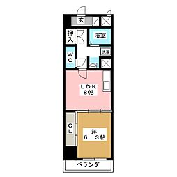 グレイス2000 5階1LDKの間取り