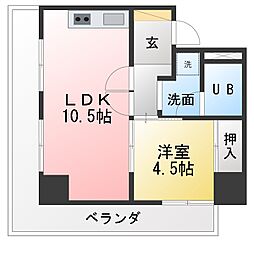 ネオハイツ大須 1LDKの間取図画像