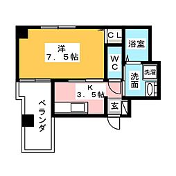 パークサイド名駅南 1Kの間取図画像