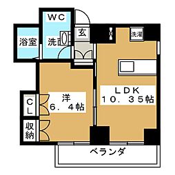 桂山サコウハイツYON 1LDKの間取図画像