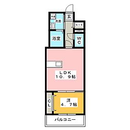 グランアビタシオンノリタケ 1LDKの間取図画像