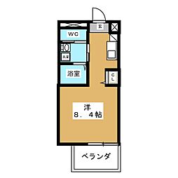 ピーステン名駅南 1Kの間取図画像