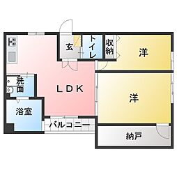 丸一上畠ビル 2LDKの間取図画像