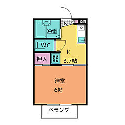 サマックスドミール塩池 1Kの間取図画像