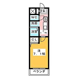 プリムローズマンション 1Kの間取図画像