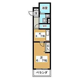 ラコルタブローン 1Kの間取図画像