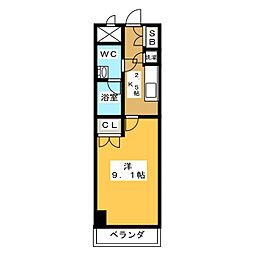 スクエア名駅南 1Kの間取図画像