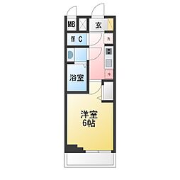 プレサンス大須観音フィエスタ 1Kの間取図画像