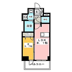 メイクスデザイン名駅南 1DKの間取図画像