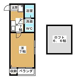 アソシア浅間 1Kの間取図画像