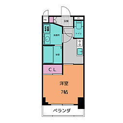 プレディアスタイル白川公園 1Kの間取図画像