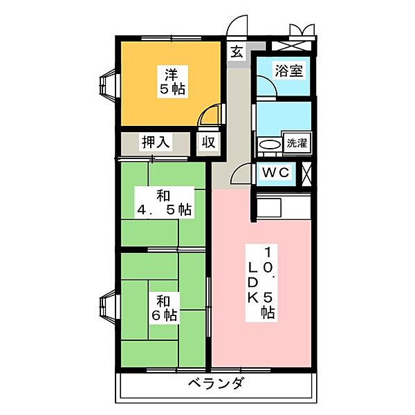 ハイネスマツウラ ｜愛知県あま市甚目寺権現(賃貸マンション3LDK・2階・59.40㎡)の写真 その2