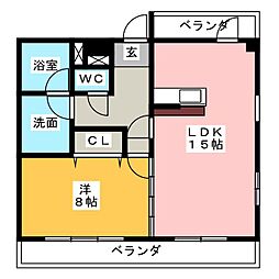 エクセル富士 1LDKの間取図画像