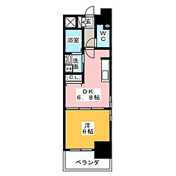 エステムプラザ名古屋駅前プライムタワー 4階1DKの間取り