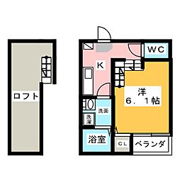 サイプレスト松原町 1階1Kの間取り