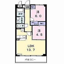 グレイシャス甚目寺 5階2LDKの間取り