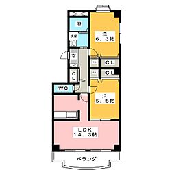 ステラ・ポラーレ 2LDKの間取図画像