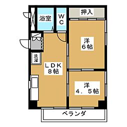 コーポT&T 2LDKの間取図画像